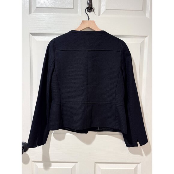 Talbots Ribbed Twill 100% Cotton Black Blazer Jacket Pockets Classic Career 4 - Picture 2 of 12